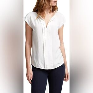 Boden ivory pleated front top